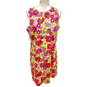 Pappagallo sleeveless sheath dress bold floral print scalloped hems lined sz 12